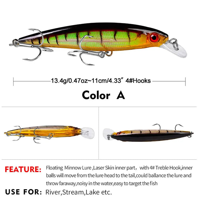 Floating Minnow Fishing Lure 3D Lifelike Eyes Hard Crankbait Casting Wobblers Swimbait Fishing Tackle Lureswholesale