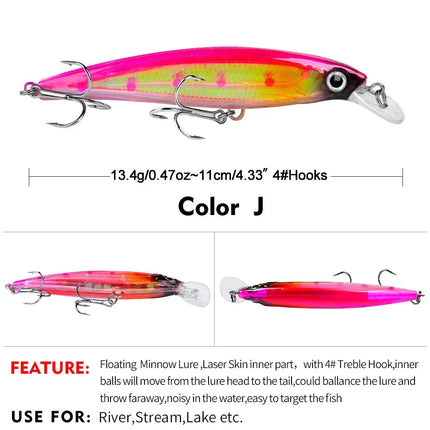 Floating Minnow Fishing Lure 3D Lifelike Eyes Hard Crankbait Casting Wobblers Swimbait Fishing Tackle Lureswholesale