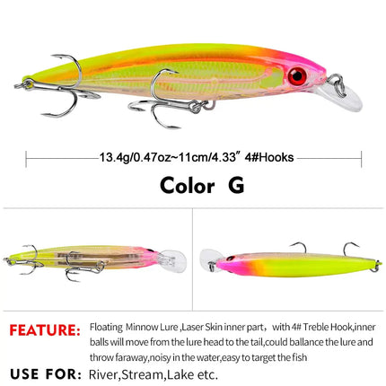 Floating Minnow Fishing Lure 3D Lifelike Eyes Hard Crankbait Casting Wobblers Swimbait Fishing Tackle Lureswholesale