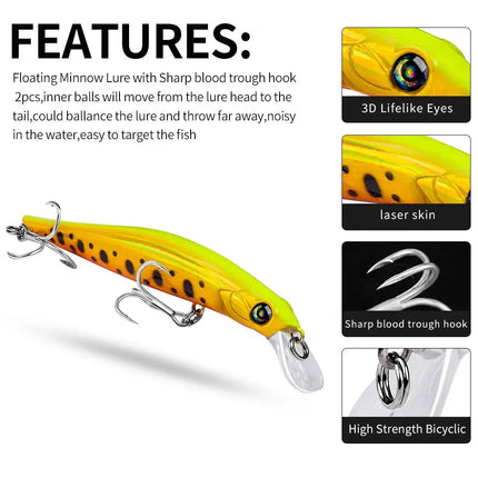 Floating Minnow Lure 3g 11.5g 24.5g Plastic Hard Wobblers Cran Bait Bassbait Fishing Tackle Lureswholesale