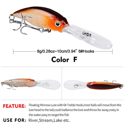 Floating Minnow Lure ABS 10cm 8g Artificial Hard Plastic Jerkbait Sea Fishing Minnow Fishing Lure Bait Lureswholesale