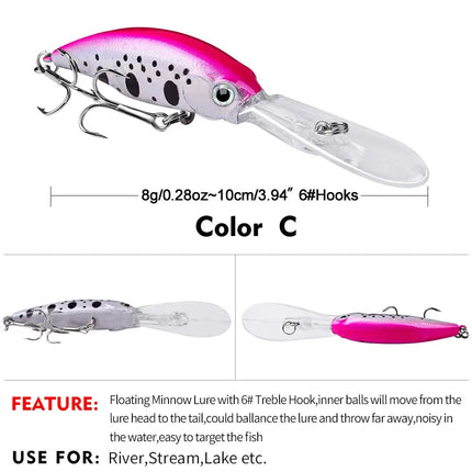 Floating Minnow Lure ABS 10cm 8g Artificial Hard Plastic Jerkbait Sea Fishing Minnow Fishing Lure Bait Lureswholesale