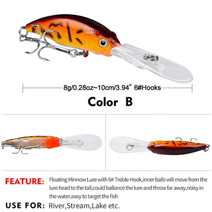 Floating Minnow Lure ABS 10cm 8g Artificial Hard Plastic Jerkbait Sea Fishing Minnow Fishing Lure Bait Lureswholesale