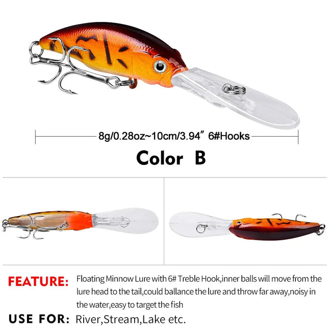 Floating Minnow Lure ABS 10cm 8g Artificial Hard Plastic Jerkbait Sea Fishing Minnow Fishing Lure Bait Lureswholesale