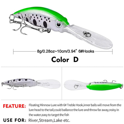 Floating Minnow Lure ABS 10cm 8g Artificial Hard Plastic Jerkbait Sea Fishing Minnow Fishing Lure Bait Lureswholesale