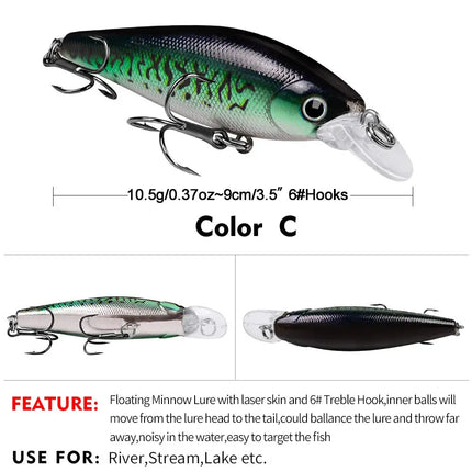 Floating Minnow luya bait 10.5g/9cm plastic bait Hard lure bionic bait Fishing gear wholesale Lureswholesale