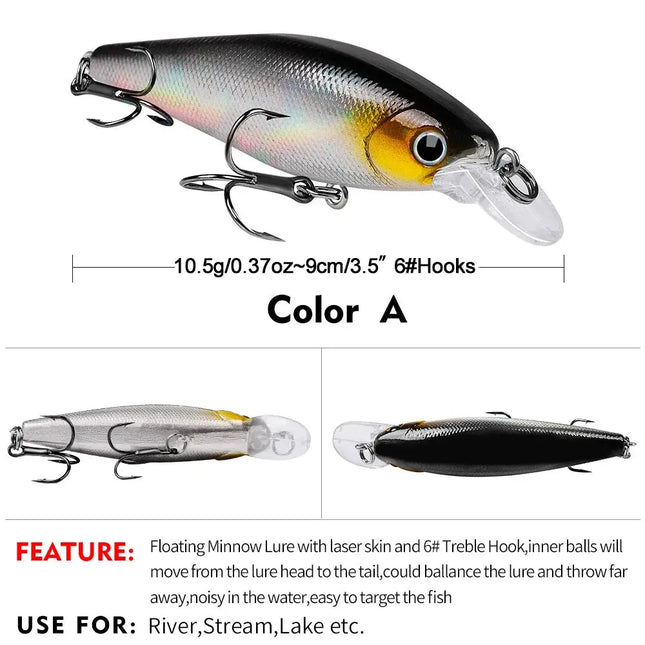 Floating Minnow luya bait 10.5g/9cm plastic bait Hard lure bionic bait Fishing gear wholesale Lureswholesale