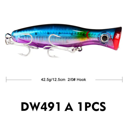 Floating Popper Fishing Lure 12.5cm 42.5g Plastic Hard Bass Baits Saltwater Fishing Tackle Lureswholesale