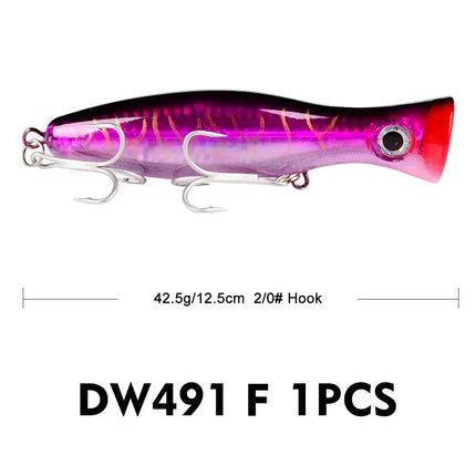 Floating Popper Fishing Lure 12.5cm 42.5g Plastic Hard Bass Baits Saltwater Fishing Tackle Lureswholesale