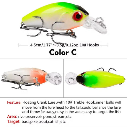 Floating Wobblers Mini Crankbait Fishing Lures Crankbaits Crank Lure Plastic Hard Bionic Lifelike Perch Lureswholesale