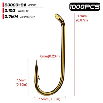 Fly Fishing Hook 8000-8/12/14/16 Size fishhook Fly Hooks Fishing Trout Salmon Dry Flies Fish Hook Lureswholesale