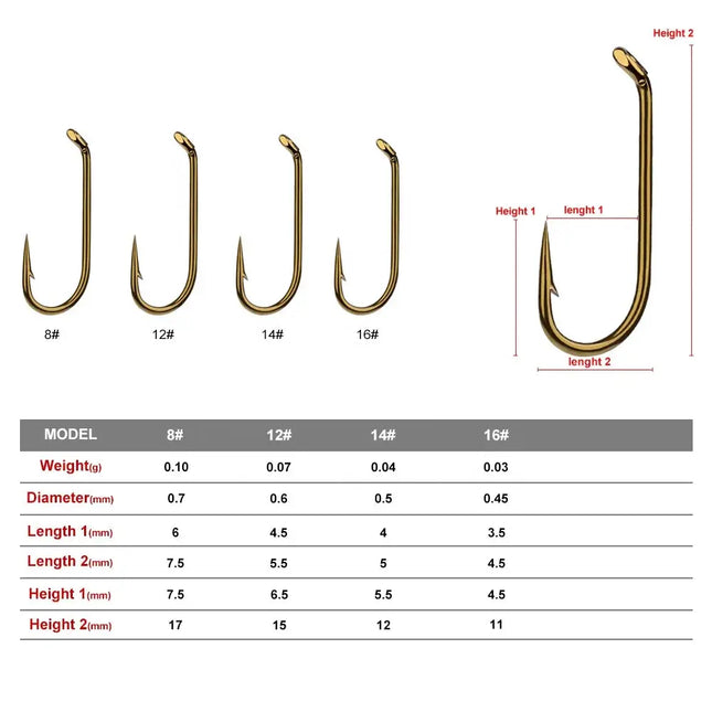 Fly Fishing Hook 8000-8/12/14/16 Size fishhook Fly Hooks Fishing Trout Salmon Dry Flies Fish Hook Lureswholesale