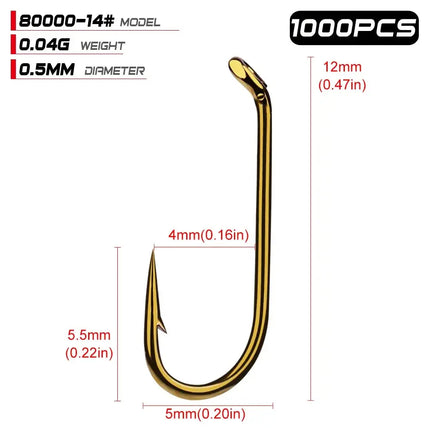 Fly Fishing Hook 8000-8/12/14/16 Size fishhook Fly Hooks Fishing Trout Salmon Dry Flies Fish Hook Lureswholesale