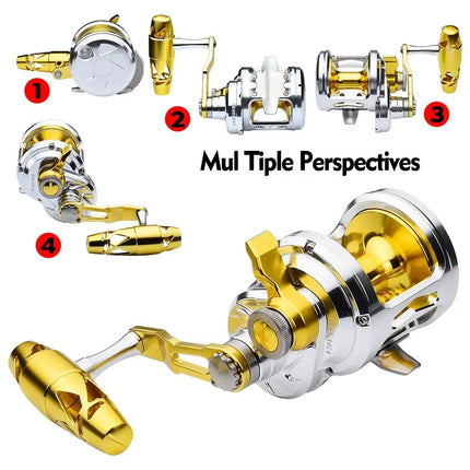 Full Metal Jigging Reel Boat Saltwater Big Game Fishing Reel 5.7:1 Speed Ratio CNC Trolling Reel Max Drag 40kg Lureswholesale