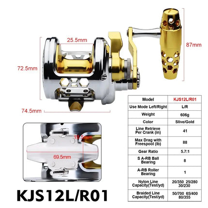 Full Metal Jigging Reel Boat Saltwater Big Game Jigging CNC Trolling Fishing Reel Levelwind Conventional Reel Lureswholesale