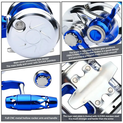 Full Metal Trolling Reel 8+1BB Jigging Reel Saltwater 5.7:1 Gear Ratio Bait Casting Level Winder Fishing Reels Wholesale Lureswholesale