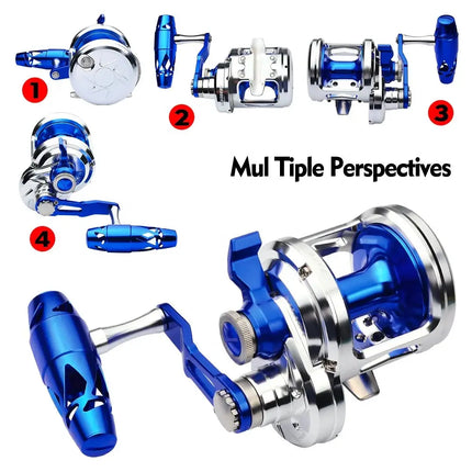 Full Metal Trolling Reel 8+1BB Jigging Reel Saltwater 5.7:1 Gear Ratio Bait Casting Level Winder Fishing Reels Wholesale Lureswholesale