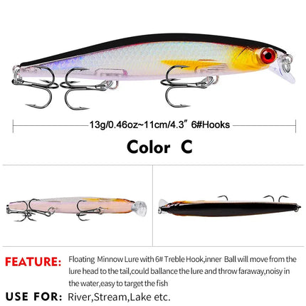 Full swimming layer Luya bait 11cm/13g Luya lure VIB Bionic bait plastic hard bait DW1210 Lureswholesale