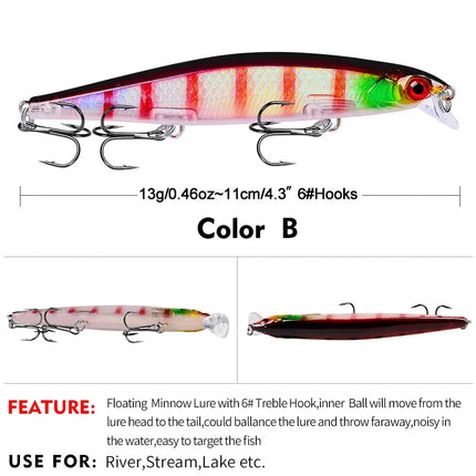 Full swimming layer Luya bait 11cm/13g Luya lure VIB Bionic bait plastic hard bait DW1210 Lureswholesale