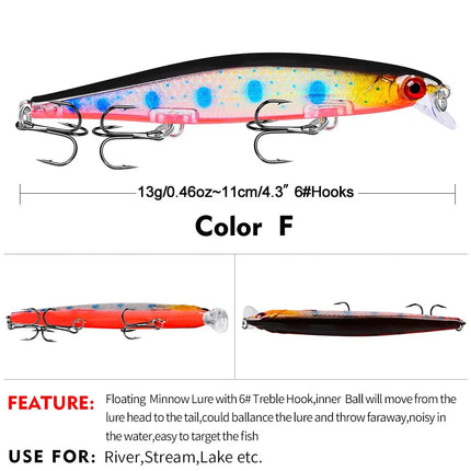 Full swimming layer Luya bait 11cm/13g Luya lure VIB Bionic bait plastic hard bait DW1210 Lureswholesale