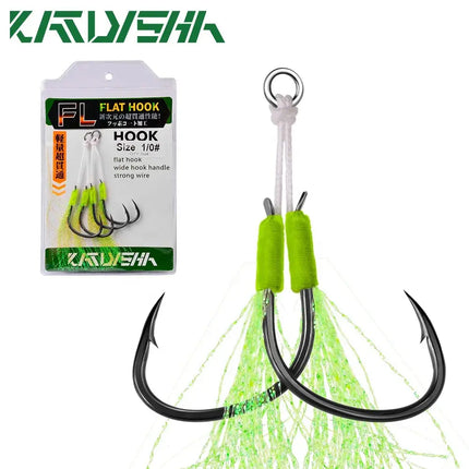 Good quality Assist Jigging Hook Glow Assist Hooks JigLure Double Saltwater Luminous Feather Jig Lure Fishing Hooks Lureswholesale