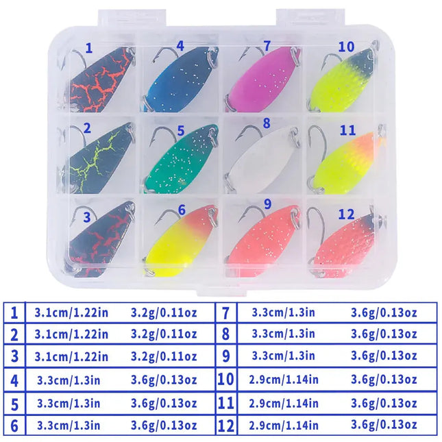 Lureswholesale® 12pcs/box spoon fishing lure set - Lureswholesale