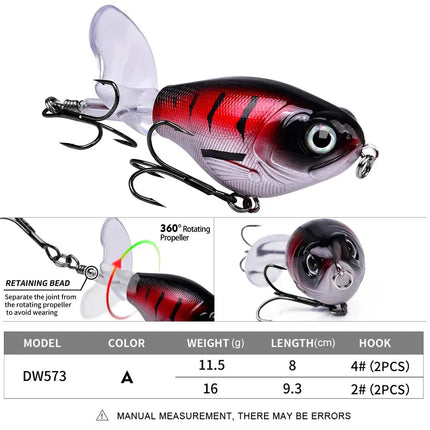 Lureswholesale® Floating Whopper Popper Fishing Lure 11.5g 16g - Lureswholesale