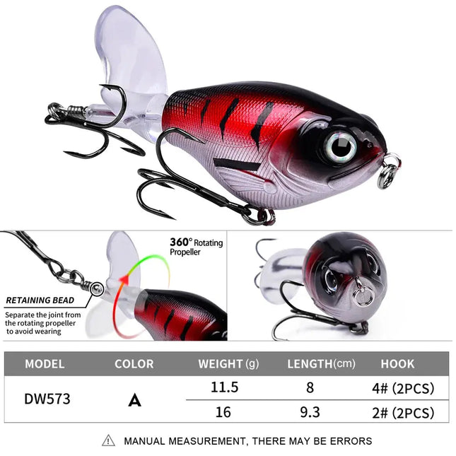 Lureswholesale® Floating Whopper Popper Fishing Lure 11.5g 16g - Lureswholesale