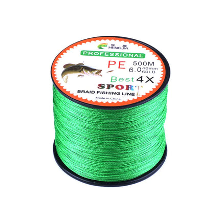 Lureswholesale® Pure Green 4 strands 500m PE braided fishing line - Lureswholesale