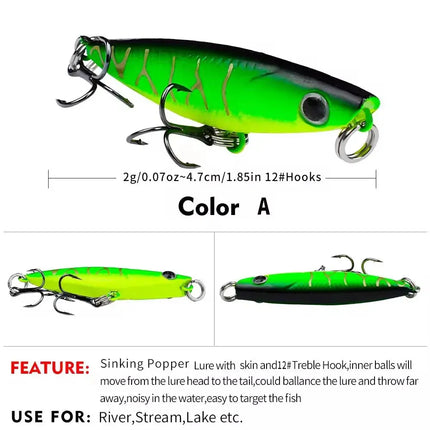 Lureswholesale® Sinking Popper FIshing Lure With Hooks - Lureswholesale