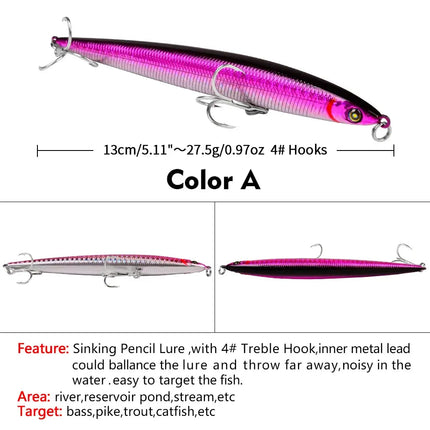 Lureswholesale® Sinking Pencil Artificial Hard Bassbait - Lureswholesale