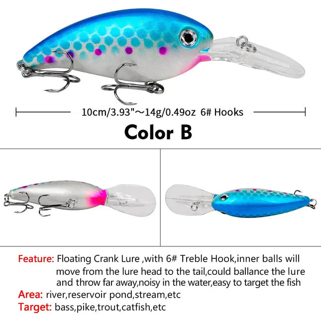 Hard Crankbaits 10cm 14.5g Topwater Plastic Fishing Lure for Bass and Pike Artificial Bait Saltwater Lureswholesale