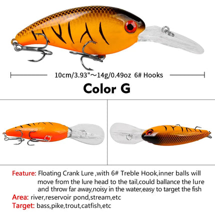 Hard Crankbaits 10cm 14.5g Topwater Plastic Fishing Lure for Bass and Pike Artificial Bait Saltwater Lureswholesale