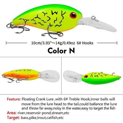 Hard Crankbaits 10cm 14.5g Topwater Plastic Fishing Lure for Bass and Pike Artificial Bait Saltwater Lureswholesale