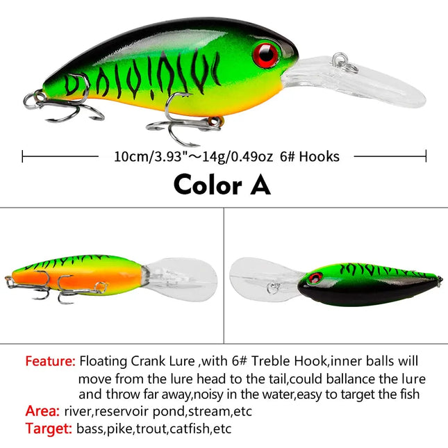 Hard Crankbaits 10cm 14.5g Topwater Plastic Fishing Lure for Bass and Pike Artificial Bait Saltwater Lureswholesale