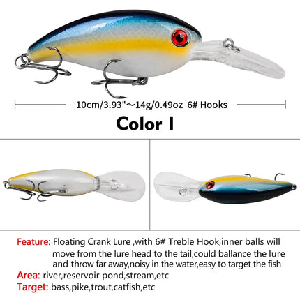 Hard Crankbaits 10cm 14.5g Topwater Plastic Fishing Lure for Bass and Pike Artificial Bait Saltwater Lureswholesale