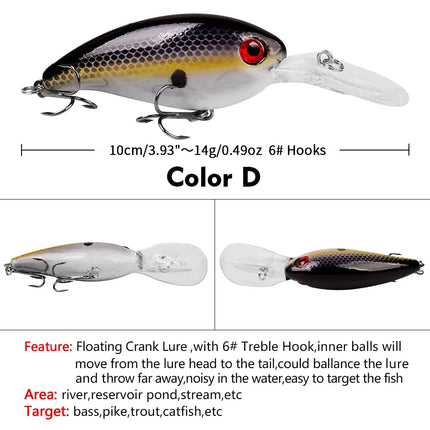 Hard Crankbaits 10cm 14.5g Topwater Plastic Fishing Lure for Bass and Pike Artificial Bait Saltwater Lureswholesale