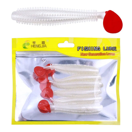 Lureswholesale® 6PCS BAG 9.2CM Artificial Plastic Worm T tail Soft Fishing Lures - Lureswholesale