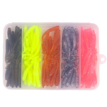 Lureswholesale® 100pcs 5 colors box soft worm lure bait set - Lureswholesale