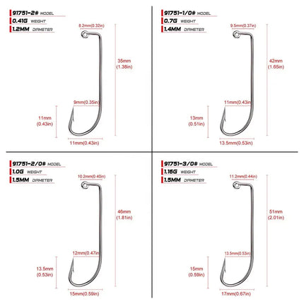 High Carbon JIG Hook with Barb 90 Degree Fishhook 91751 O'Shaughnessy Jigging Hook 100pcs/bag Lureswholesale