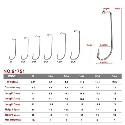 High Carbon JIG Hook with Barb 90 Degree Fishhook Jigging Hook Lureswholesale