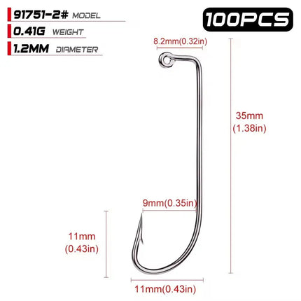 High Carbon JIG Hook with Barb 90 Degree Fishhook Jigging Hook Lureswholesale