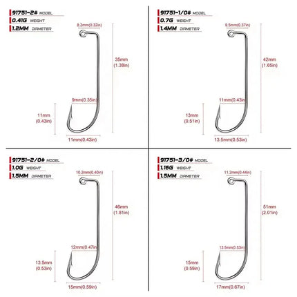 High Carbon JIG Hook with Barb 90 Degree Fishhook Jigging Hook Lureswholesale