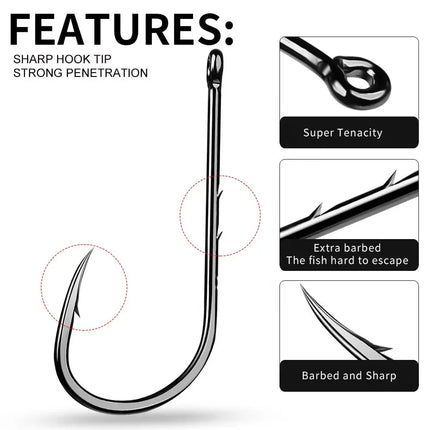 High Carbon Steel Barbed Fishing Hooks Long Shank Baitholder Fishhook Jig Big Single Fishing Hoook Lureswholesale