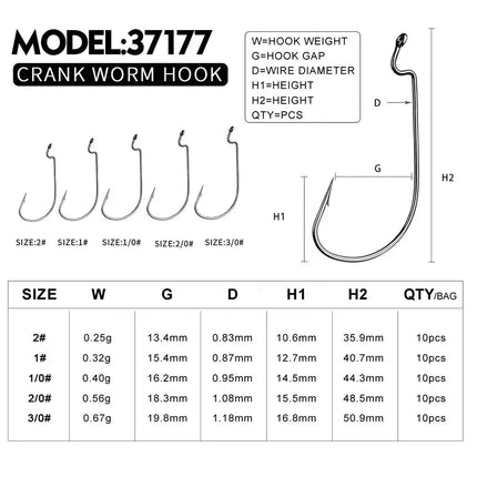 High Carbon Steel Nickel Worm Crank Hook Set Carp Fishing Hook Saltwater Sea Single Hooks Lureswholesale