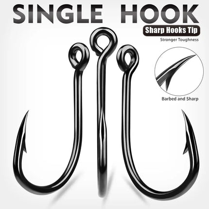 High Carbon Steel Thick Feather Hook Large Object Grouper Sturgeon Barb Rock Fishing Sea Hook Lureswholesale