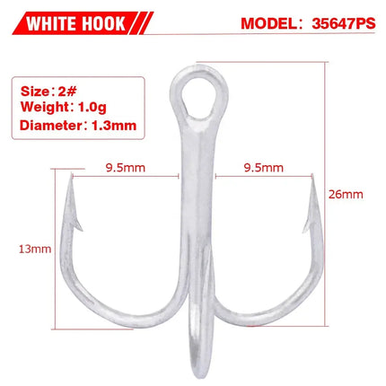 High Carbon Steel Treble Hook 35647 Sea Fishing Hook Round Bent Triple Fishhook Fishing Accessories 50pcs/bag Lureswholesale