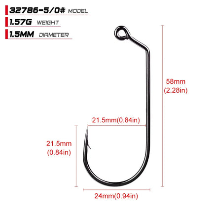 High Carbon steel 60 Degree Fishing Hooks Aberdeen Angle Jig Hook 32786 1/0#-5/0# Lureswholesale