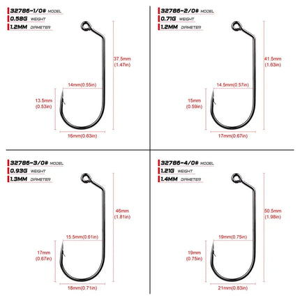 High Carbon steel 60 Degree Fishing Hooks Aberdeen Angle Jig Hook 32786 1/0#-5/0# Lureswholesale