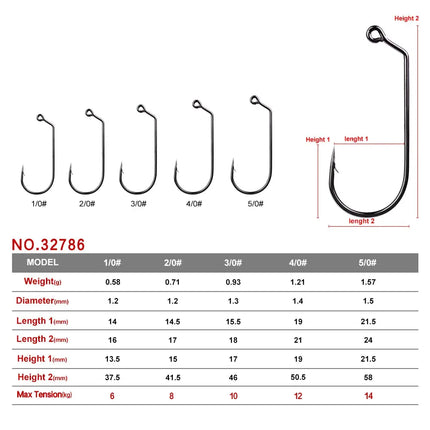 High Carbon steel 60 Degree Fishing Hooks Aberdeen Angle Jig Hook 32786 1/0#-5/0# Lureswholesale